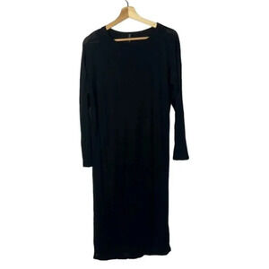 Drifter Black Modal Long Sleeve Fitted Midi Dress M